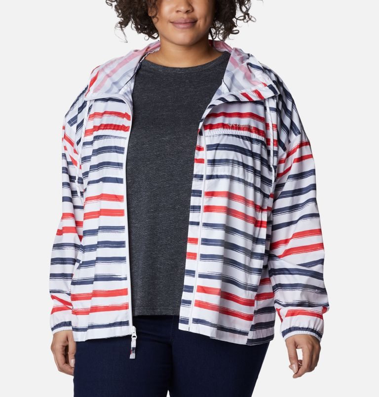 Columbia Flash Challenger Novelty Windbreaker Jakke Dame Stripete | Plus Size 52310G